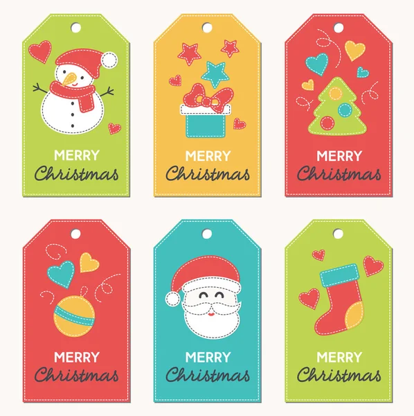 Verzameling Nieuwjaar en Kerstmis gift tags. — Stockvector
