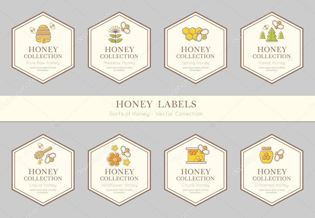 Vector card template with natural honey tags