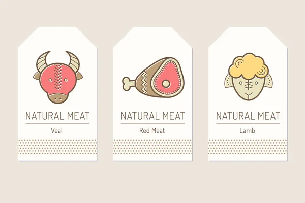 Conjunto de plantillas de tarjetas con los signos de proteína de los alimentos — Vector de stock