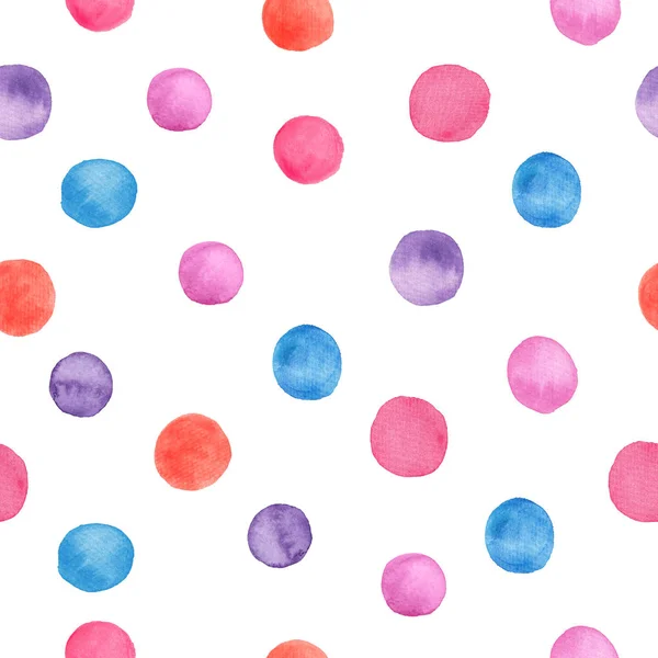 Watercolor seamless pattern with colorfil dots. — Stock Photo, Image