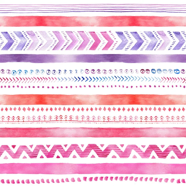 Seamless hand-drawn Watercolor Ethnic Tribal Ornamental Pattern.