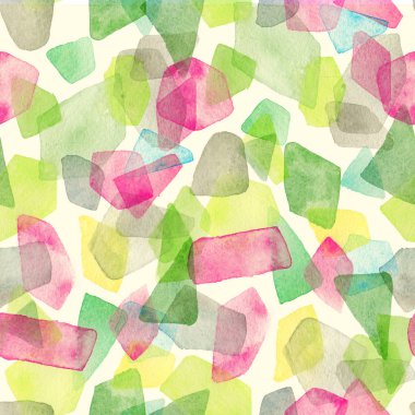 Çakışan renkli noktalar - kırmızı, yeşil, gri renk tonları ile Seamless suluboya modeli.