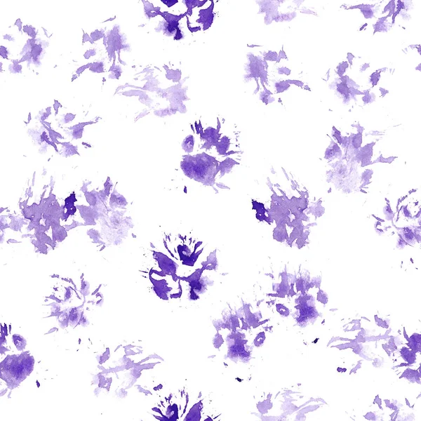 Animal seamless pattern with real paw prints of cat.