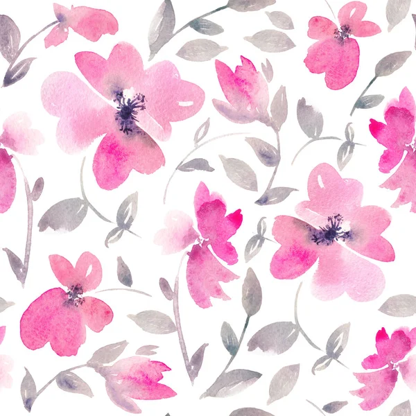 Romantische roze bloemen naadloze patroon. — Stockfoto