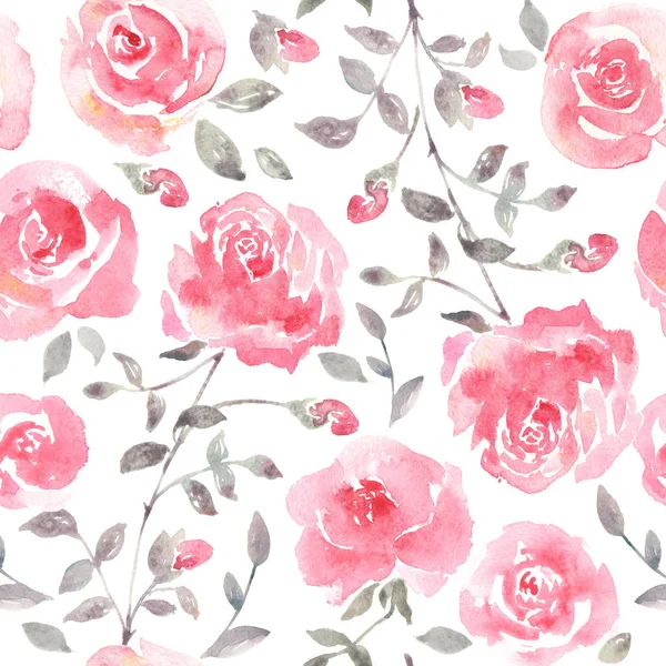 Romantic Pink roses - Floral seamless Pattern. — Stock Photo, Image