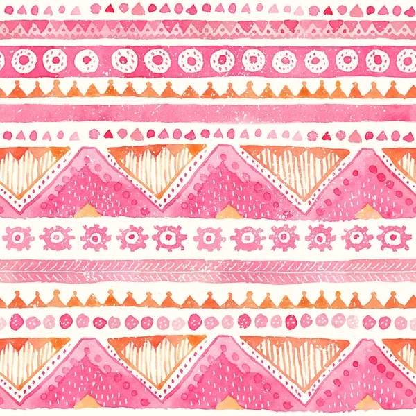Seamless hand-drawn Watercolor Ethnic Tribal Ornamental Pattern.