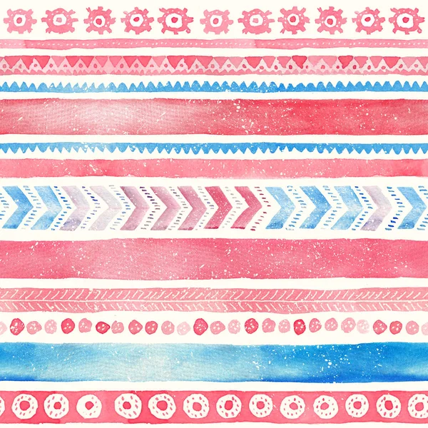 シームレスな手描き水彩民族部族装飾的なパターン. — ストック写真