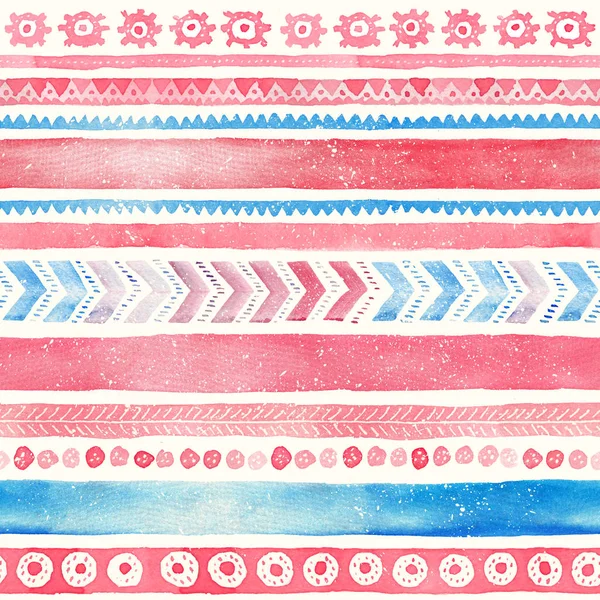Seamless hand-drawn Watercolor Ethnic Tribal Ornamental Pattern.