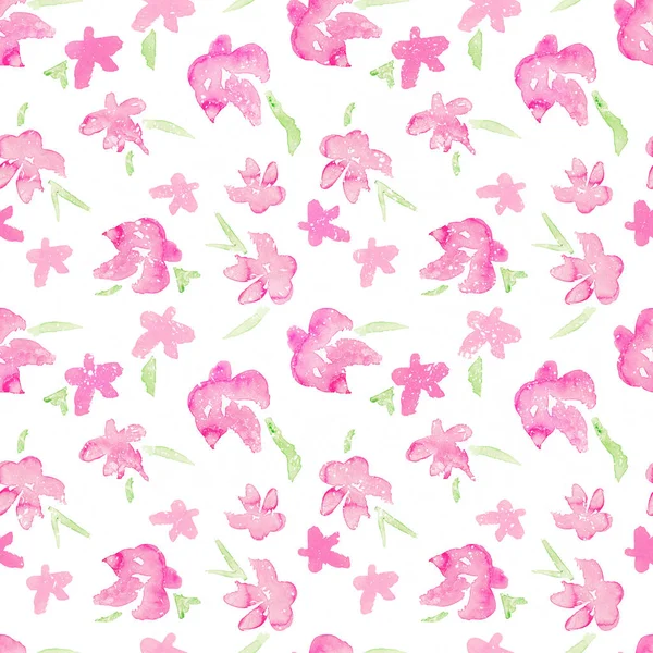 Romantikus rózsaszín virágos seamless Pattern - akvarell törékeny virágok — Stock Fotó