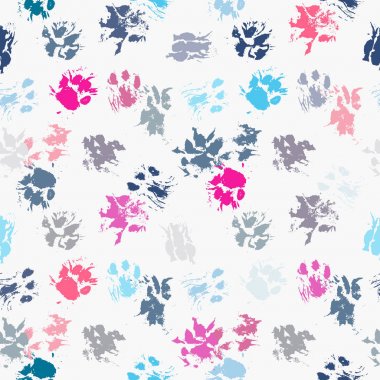 Soyut seamless modeli - siyah mürekkep pis kedi pençeleri ile yazdırır..