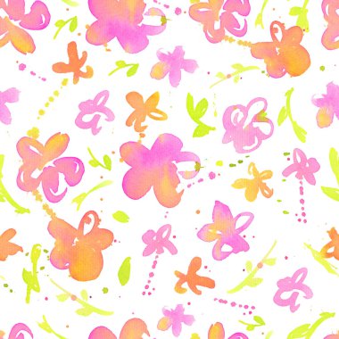 Soyut suluboya seamless modeli sıçramak noktalar, çizgiler, damla, su sıçramalarına ve kalpler