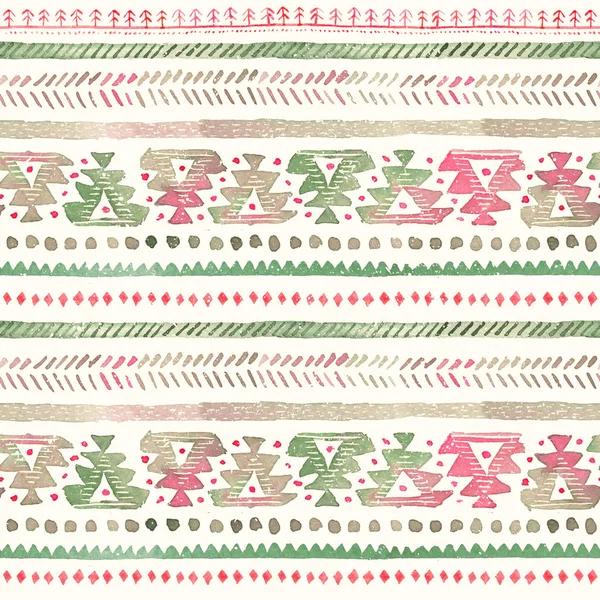 Seamless hand-drawn Watercolor Ethnic Tribal Ornamental Pattern.