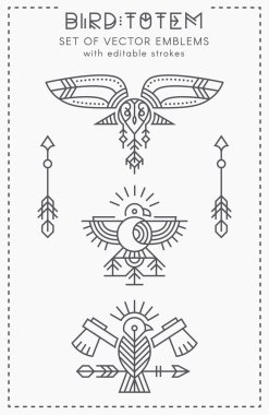 Uçan Kuş Logo Tasarım, geometrik kabile arkaik Amblemler