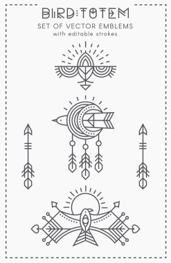 Uçan Kuş Logo Tasarım, geometrik kabile arkaik Amblemler