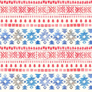 Dikişsiz suluboya etnik kabile dekoratif desen