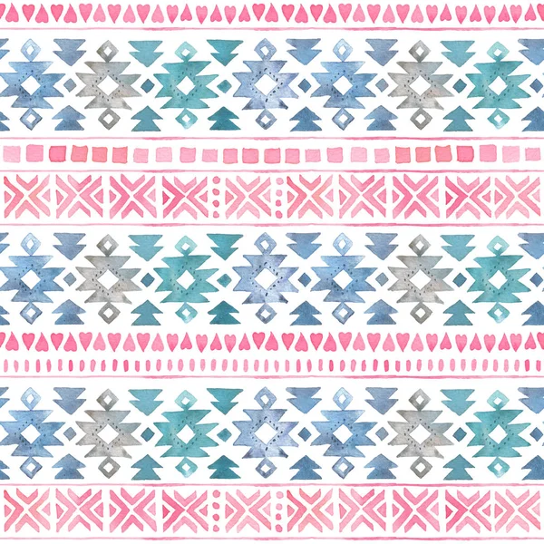Seamless Watercolor Ethnic Tribal Ornamental Pattern — Stock Photo, Image