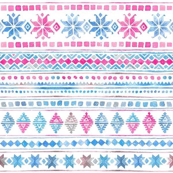 Seamless Watercolor winterTribal Boho Pattern — Stock Photo, Image