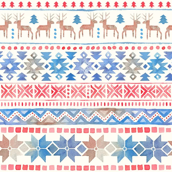 Modello ornamentale tribale etnico senza cuciture dell'acquerello — Foto Stock