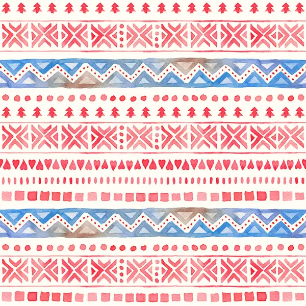 Motif ornemental tribal ethnique aquarelle sans couture — Photo