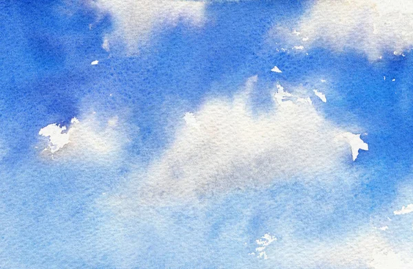 Ilustração aquarela do céu com nuvem. Artística pintura natural fundo abstrato . — Fotografia de Stock