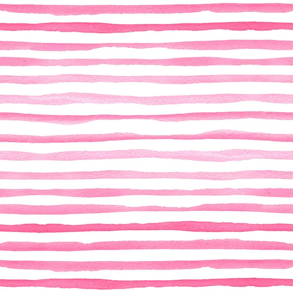 Watercolor seamless pattern with pink horizontal stripes. — Stock Photo, Image