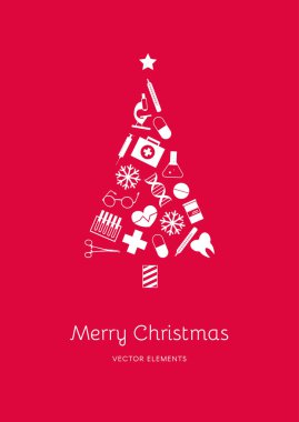 Bir Noel ağacı şeklinde beyaz tıbbi simgeler
