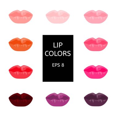 Farklı renklerde güzel kadın dudaklar