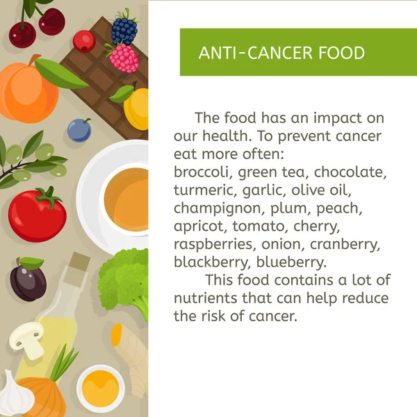Voedsel preventie van oncologische ziekten. — Stockvector