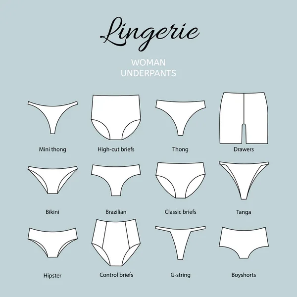 Lingerie. Collezione di mutande da donna. Set di venti specie — Vettoriale Stock