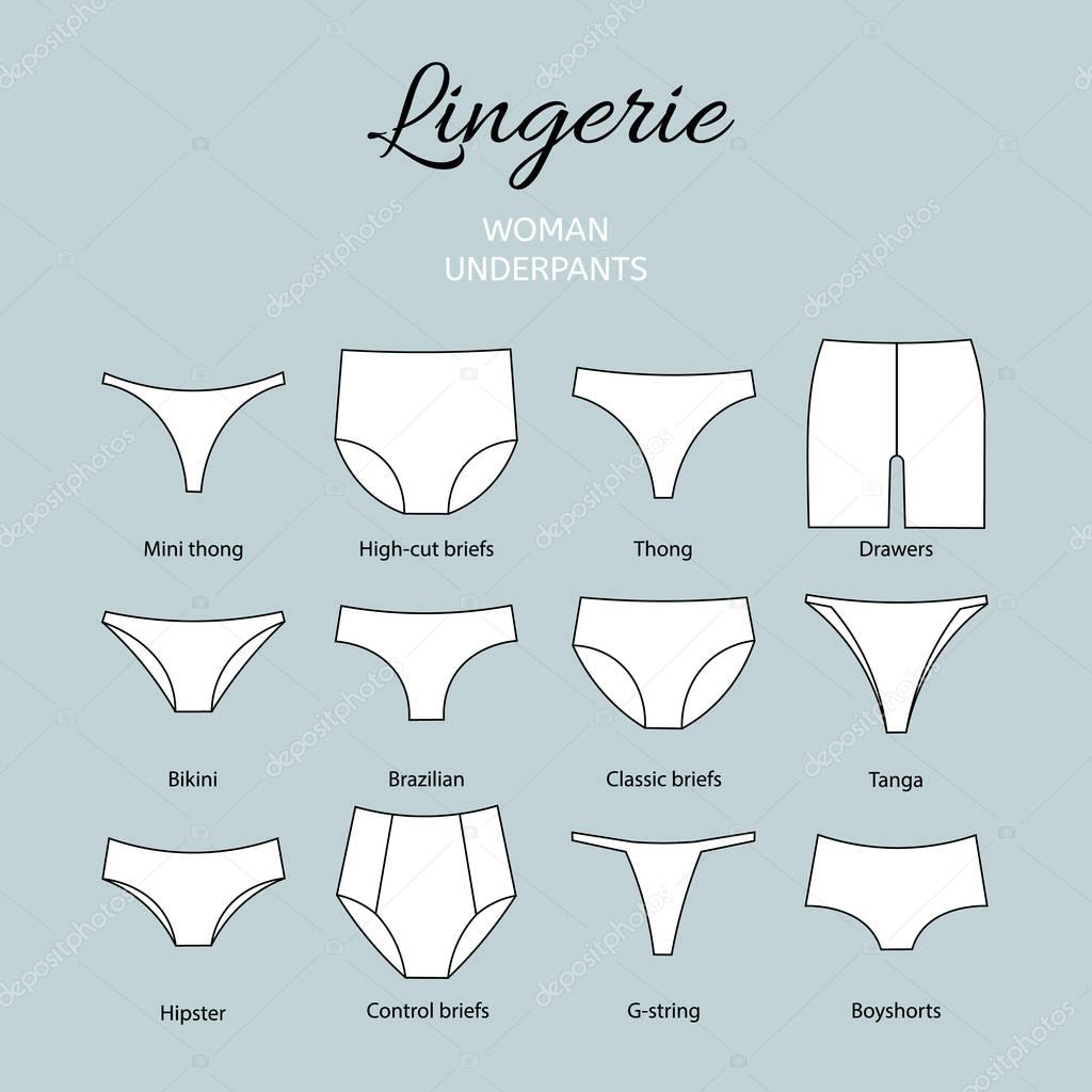 Lingerie. Collection of women's underpants. Set of twenty species
