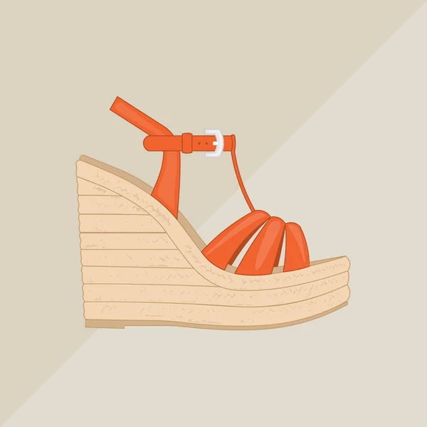 Женская платформа сандальный вектор. Плоская иконка на заднем плане. Красная летняя обувь . — стоковый вектор