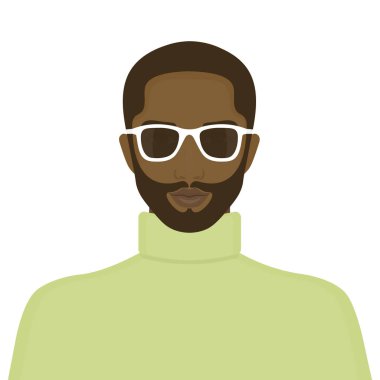 Afrikalı bir adam portresi. Bir adamın yüzü. Internet için Avatar. Vektör çizim