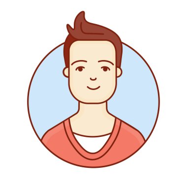 Bir adam portresi. Yüz. Avatar profil için. Doğrusal vektör çizim