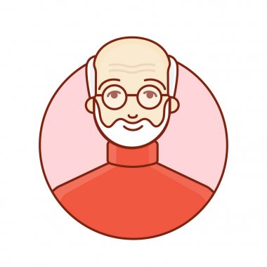 Yaşlı adam. Bir adam portresi. Yaşlı. Dedesi avatar. Doğrusal vektör çizim