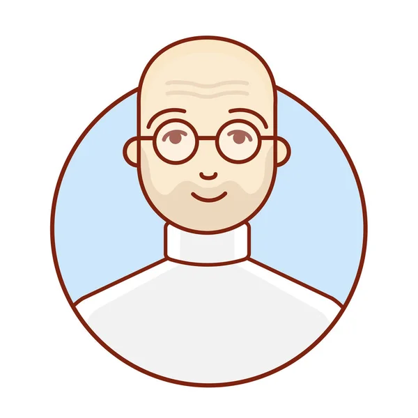 Avatar de um homem careca. Idade média. A cara de um homem de negócios. Ilustração linear vetorial — Vetor de Stock