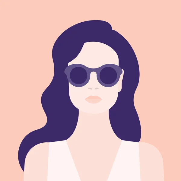 Retrato Una Mujer Cabeza Una Chica Avatar Minimalista Plano Ilustración — Vector de stock