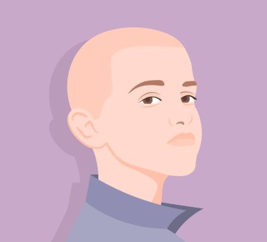 Gurur. Bir çocuk portresi. Avatar adamın. Genç bir adamın yüzü. Vektör çizim