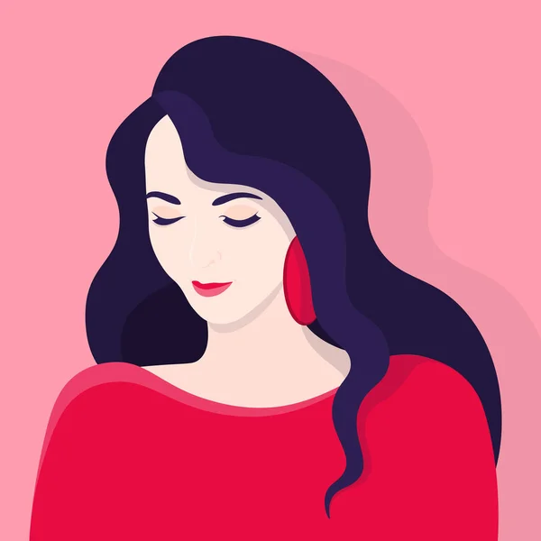 Dificultad Chica Tímida Qué Vergüenza Retrato Femenino Ilustración Vectorial — Archivo Imágenes Vectoriales