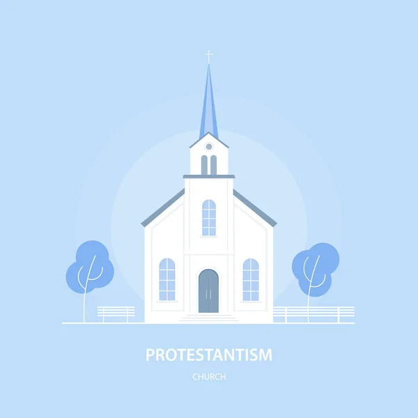 Kościół Protestancki Świątynia Chrześcijańska Religia Wiara Ilustracja Wektorowa — Wektor stockowy