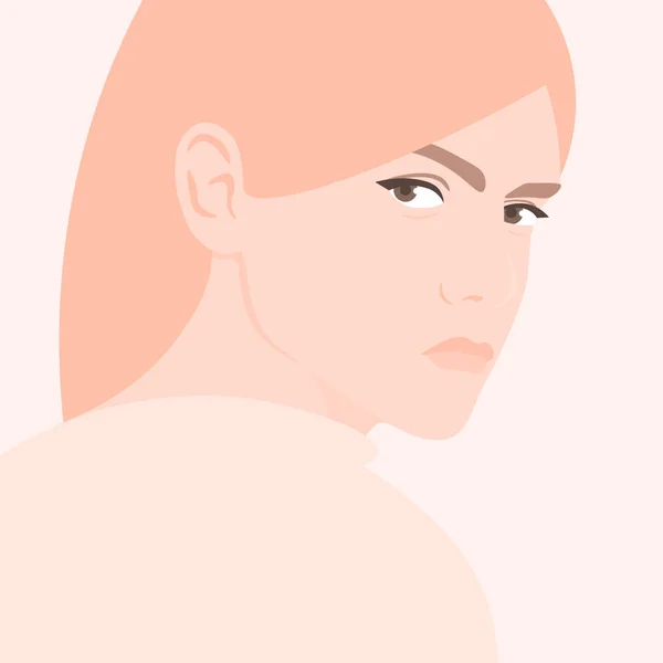 Envy Jealousy Portrait Girl Woman Face Emotional Portrait Vector Illustration — Stock Vector