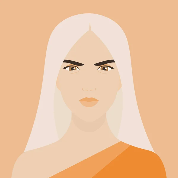 Statečná Žena Portrét Dívky Tvář Amazonky Určení Vektorové Ilustrace — Stockový vektor