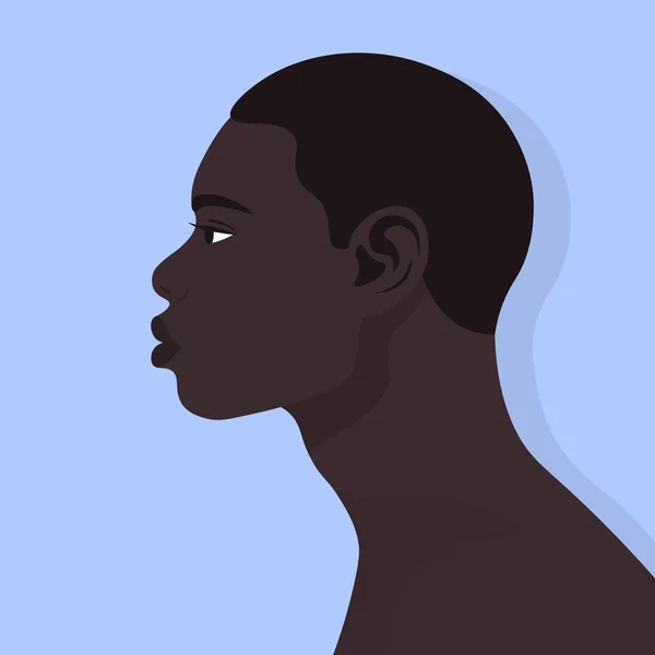 African American Profile Man Portrait Guy Avatar Vector Flat Illustration — Stock Vector
