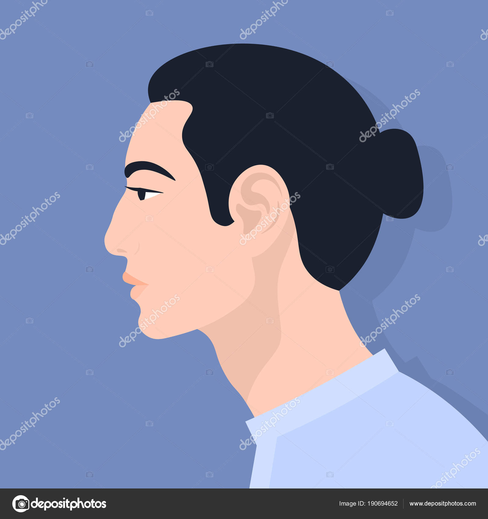 Asiatiska Man Killens Huvud Profil Porträtt Avatar Flat Vektorillustration  — stockvektor av ©moremar 190694652, image size:1600x1700