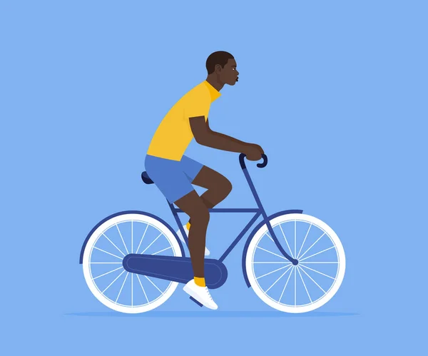 Africano Bicicleta Descanso Vacaciones Estilo Vida Saludable Ilustración Plana Del — Archivo Imágenes Vectoriales