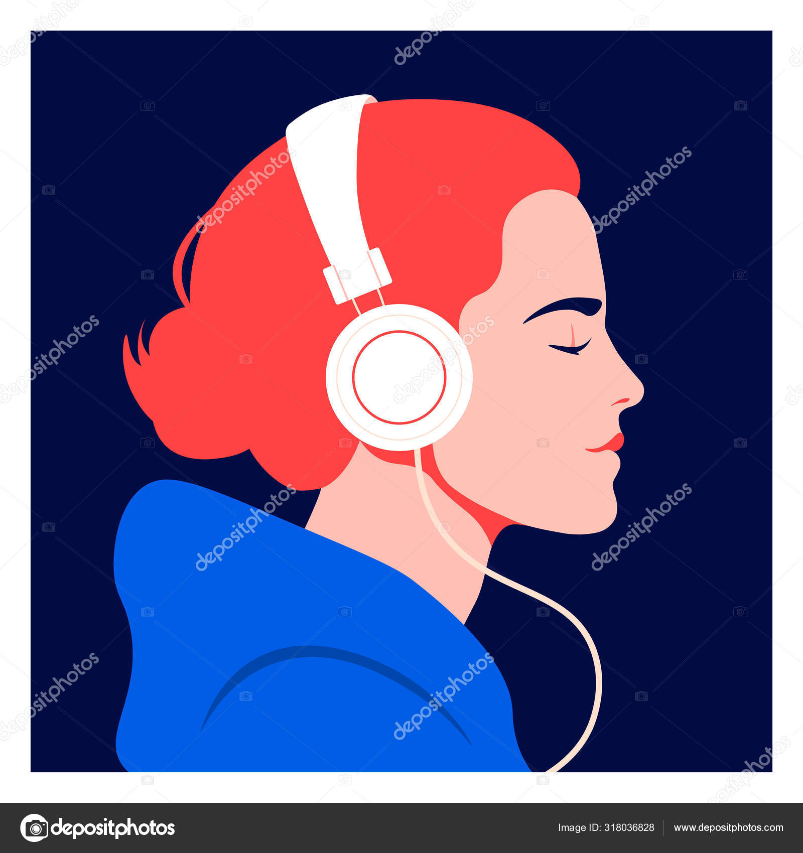 mulher ouve música em fones de ouvido. terapia musical. avatar para perfil  de meninas. 13127904 Vetor no Vecteezy
