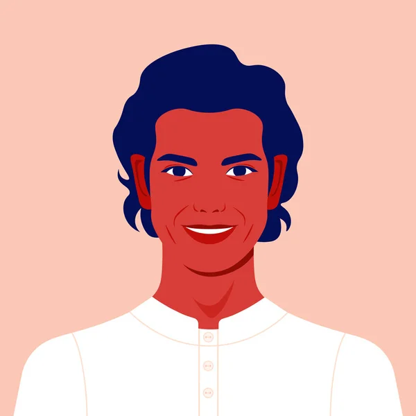 Portret Van Een Gelukkige Kerel Avatar Van Een Lachende Jonge — Stockvector