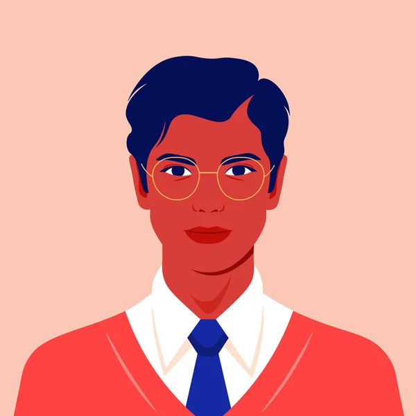 Portrait Happy Man Avatar Guy Social Network Colorful Portrait Student — 스톡 벡터