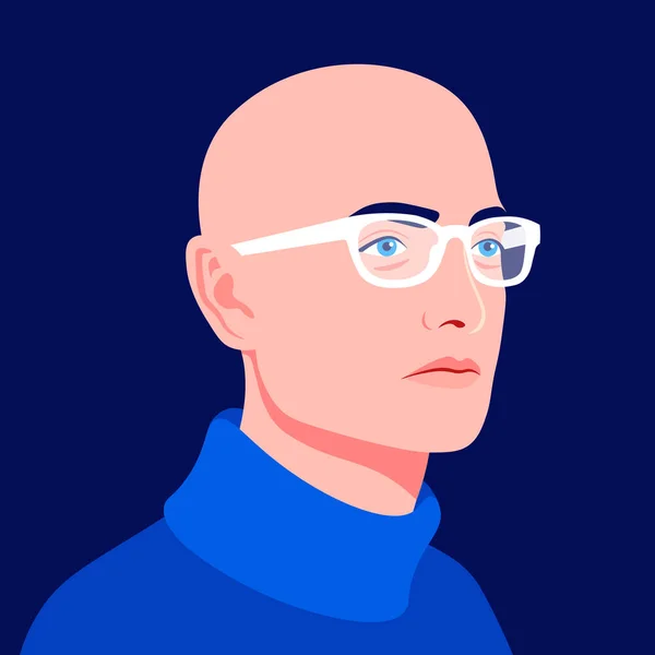 Retrato Jovem Careca Meia Volta Avatar Profissional Para Uma Rede —  Vetores de Stock