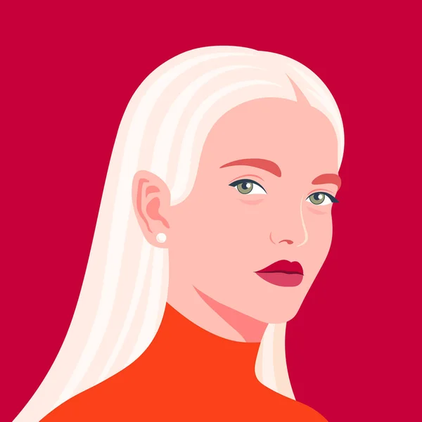 Porträt Eines Schönen Mädchens Der Halbkurve Junge Blonde Frau Avatar — Stockvektor