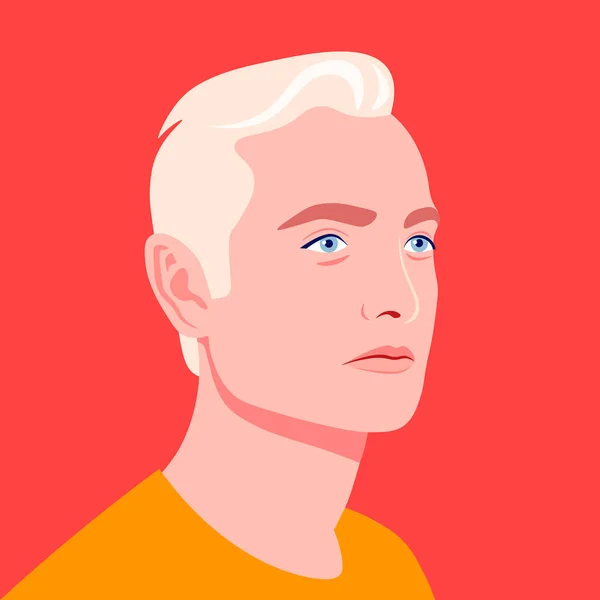 Portrait Jeune Blond Avatar Caucasien Pour Les Réseaux Sociaux Portrait — Image vectorielle